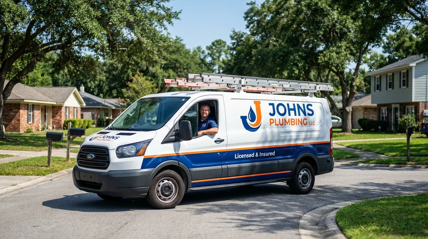 Johns Plumbing LLC service van in Winterville, GA