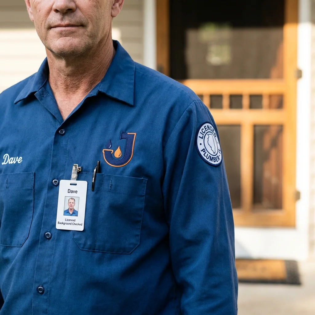 Licensed plumber showing ID badge in Winterville, GA