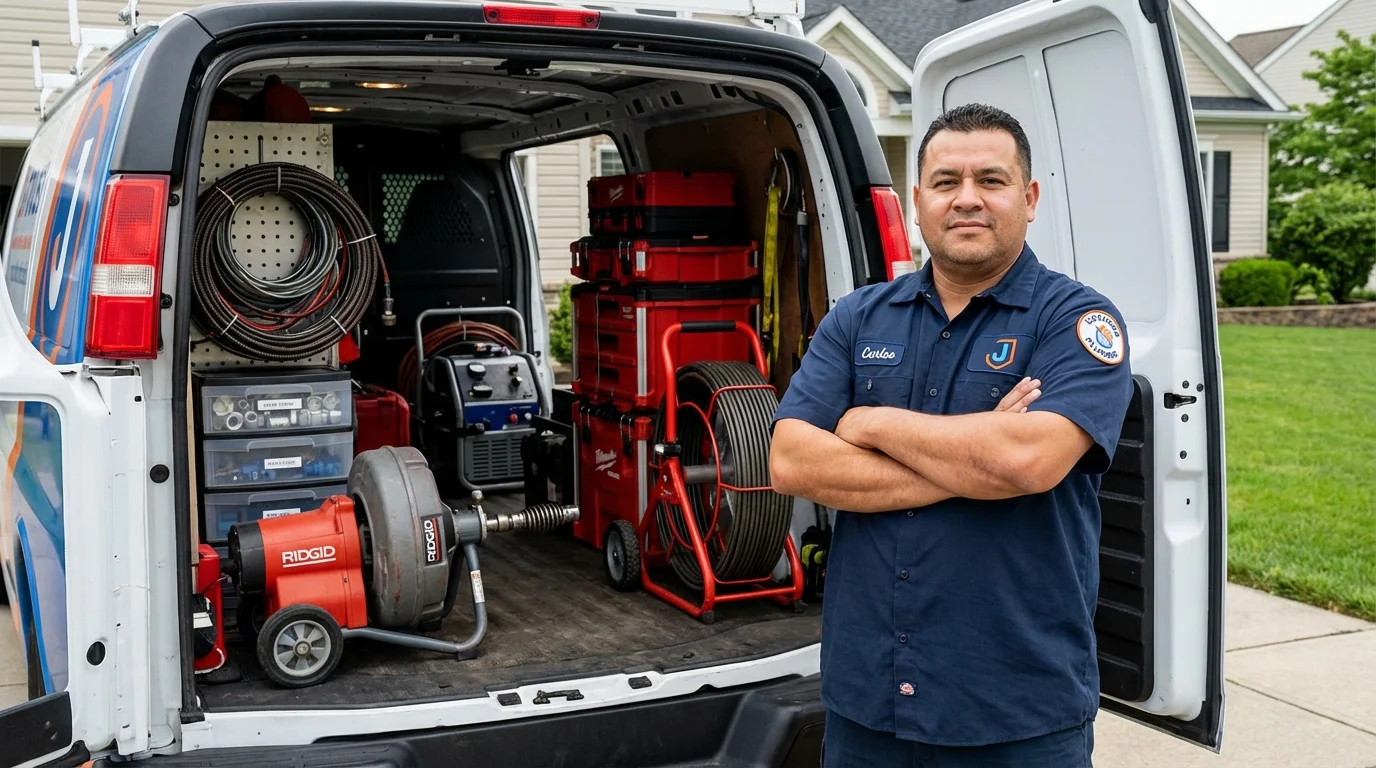 Professional drain cleaning equipment and Johns Plumbing LLC plumber in Winterville