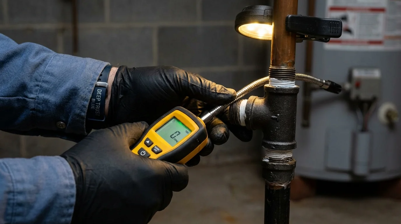 Gas leak detection with electronic sniffer by Johns Plumbing LLC in Winterville