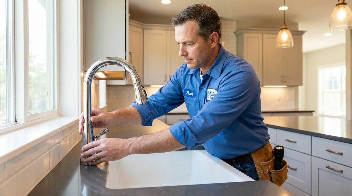 Kitchen faucet installation by Johns Plumbing LLC in Winterville