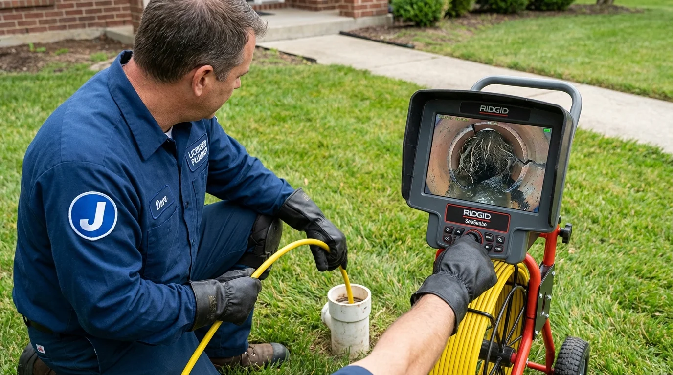 Sewer camera inspection being performed by Johns Plumbing LLC in Winterville